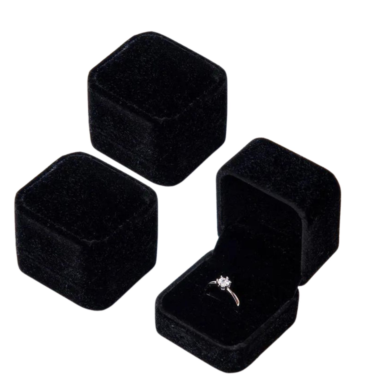 geneX 指輪ケース ジュエリーボックス プロポーズ リングボックス アクセサリーケース リングケース ジュエリー収納 ギフトボックス ブラック 3個